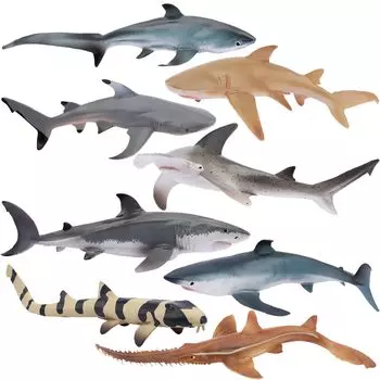 TOYMANY Animal 8PCS Shark Marine Animal Figure Marine Sea Realistic Animal Shark Popular Birthday New Ages Figures, Figures, Set, Life, Fish,