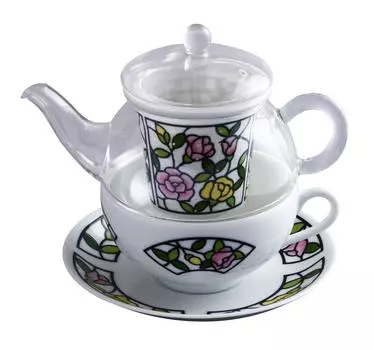 Toyo Ceramics Arita Ware Cerando Glass Tea for One Beetro Rose TFO-003