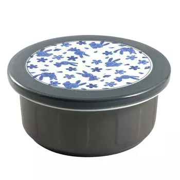 Toyo Ceramics Arita Ware Ohitsu Rice Storage Cups Microwave Safe Flat Lid Flower Rabbit Made in Japan 900ml 1.5