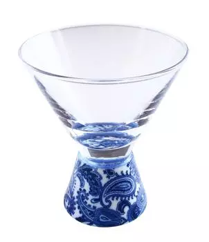 Toyo Ceramics Arita Ware Romantic Glass SAKE GLASS Trapezoid Paisley HT-19-8