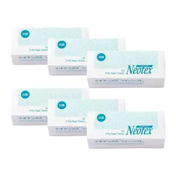 Toyo Neotex Twin Soft антибактериальные бумажные полотенца из переработанной бумаги для коммерческого использования, 2 слоя, высокая впитываемость, 150 пар, 6 штук (300 листов)