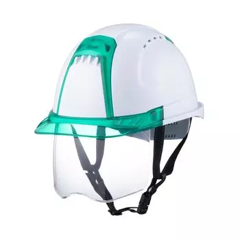 TOYO SAFETY Shield Helmet Venti Plus с пенополистиролом белый/зеленый/прозрачный No.391F-GC