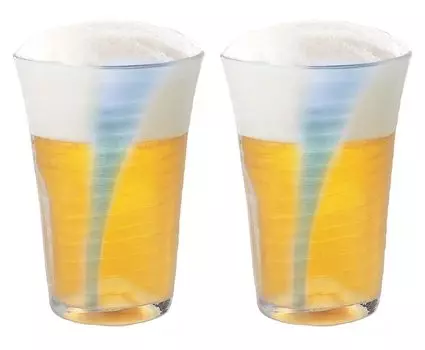 Toyo Sasaki Glass Beer Glass Foam Glass Mountain Beer Glass Blue 350ml Набор из 2 шт. Сделано в Японии Стеклянный стакан Коммерческое стекло P-52013-J118S