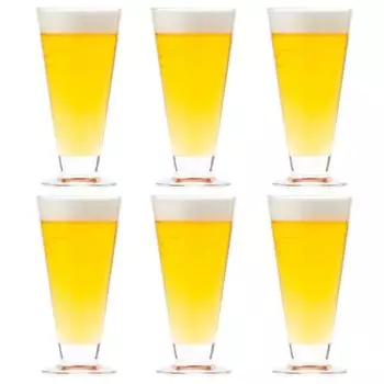 Toyo Sasaki Glass Beer Glass Pilsner, 13.8 fl oz (390 ml), Set of 6, Enjoying the Rich Scent of Beer, Stylish, Beer Glass, Pint Glass, Cup, Made in Ja