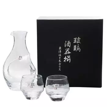 Toyo Sasaki Glass Cold Sake Стакан для саке, 3 шт., для посудомоечной машины, 300 мл x 100 мл x 2, набор, коллекция, стаканы, в коробке, Япония, безопасный, прозрачный, набор,