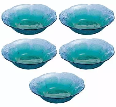 Toyo Sasaki Glass Coral Маленький набор столовой посуды Made in Large Noodle Deep Glass WA3307 Тарелка, Море, Тарелка, 5, Япония, Тарелка, Тарелка, Миска, Блюдо, Тарелка,