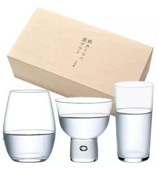 Toyo Sasaki Glass Drinking Comparison Sake Glass Made in Dishwasher Sake Sake Glass Wooden Box Set, Japan, Safe, Cup, Glass, Cup, Gift, Present,