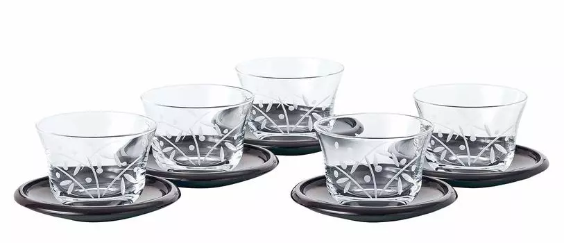 Toyo Sasaki Glass Egoyomi Kiriko Set Cold Tea Set 185ml Made in Japan 5-Pack Glass Cup Tea Gift Present G070-T246