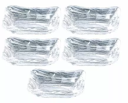 Toyo Sasaki Glass Long Set of Made in Small Soy Sauce Bean Small Round Deep Glass Tableware Plate, Glacier, Choco, 5, Japan, Plate, Plate, Plate,