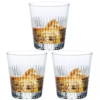 Toyo Sasaki Glass Rock Glass Cut Glass 10 Old 315ml Set of 3 Made in Japan Dishwasher Safe Shochu Glass Whiskey Glass Glass Cup Commercial Glass