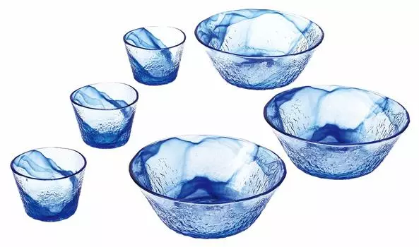 Toyo Sasaki Glass Ryuso Somen Made in Dishwasher Noodle Medium Serving Deep Glass Gift 3-Customer Set, Japan, Safe, Plate, Bowl, Bowl, Plate, Dish,