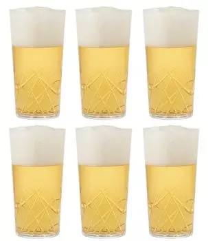 Стакан Toyo Sasaki Glass Thin Ice Yarai Cut 370 мл, набор из 6 шт. Сделано в Японии, можно мыть в посудомоечной машине, небьющийся стеклянный стакан, пивной бокал Highball