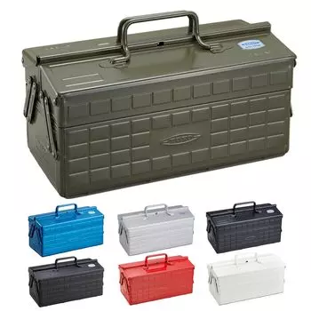 TOYO steel tool box Moss green 35 x Depth 16 x Height 21 Made in Japan Tool box Storage box 2-tier ST-350 [Width approx. approx. approx. cm]