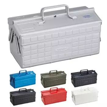 TOYO steel tool box Silver 35 x Depth 16 x Height 21 Made in Japan Tool box Storage box 2-tier ST-350 [Width approx. approx. approx. cm] серебряный