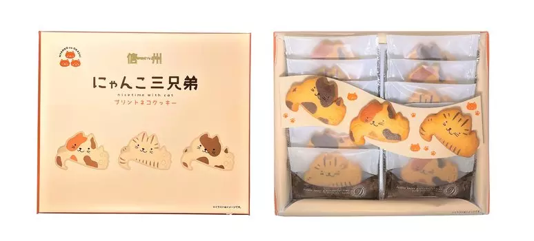 Toyokami Seika Shinshu Nyanko Три брата 12 штук Нагано Вестерн принтованный кот (Сувениры Shinshu, сладости, конфеты, печенье)