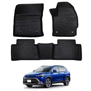 Toyota New Corolla Cross 10 Series 2WD Эксклюзивные коврики для пола Corolla Cross 3D Автомобильный коврик Водонепроницаемый коврик Материал TPE Защитный коврик Износостойкий Интерьер чёрный