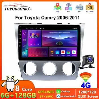 TOYOUSONIC 10-дюймовый 2 din мультимедийный плеер стерео для Toyota Camry 2006-2011 Carplay Android Auto Car Radio 4G GPS DSP FM BT 4 core 1GB+32GB carplay