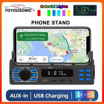 TOYOUSONIC 1 Din автомобильный радиоприемник MP3 стереосистема Поддержка USB TypeC TF AUX вход Bluetooth FM подставка для телефона универсальный мультимедийный проигрыватель