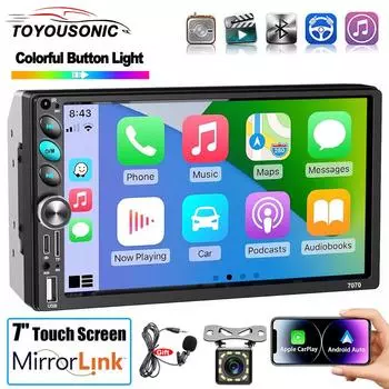 TOYOUSONIC Автомагнитола 2 din Автомобильный Радио Мультимедийный Плеер 7-дюймовый Сенсорный Экран Видео Аудио Плеер Автомобильный MP5 Стерео Bluetooth USB FM