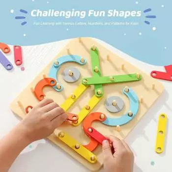 Toys, Puzzles Letter And Number Shapes Construction Toys, 35 PCs Wooden Parts For Educational Preschool Color Activity Board Set бежевый
