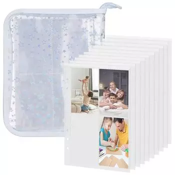 Toyvian Card Binder A5 6 Hole Trading Card Holder 4 Pockets Card Album Transparent Trading Card Case Collect Book Star Pattern Favorite Goods Storage