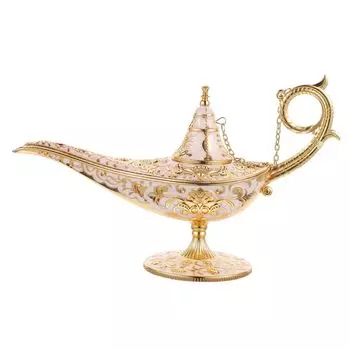 Toyvian Magic Lamp Aladdin Lamp Figurine Aladdin Magic Lamp Antique Metal Kerosene Lamp Genie Light Lamp Room Decoration Wedding Table Decoration