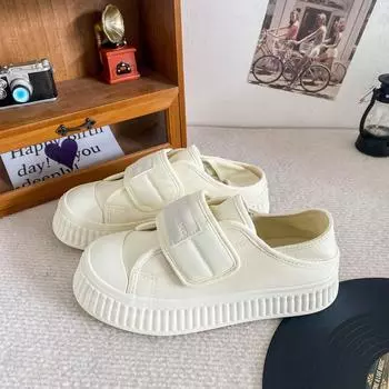 TP205 Velcro/two wear biscuit sole platform парусиновые туфли женские летние ленивые бордовые туфли с одной педалью белые туфли 35 чёрный