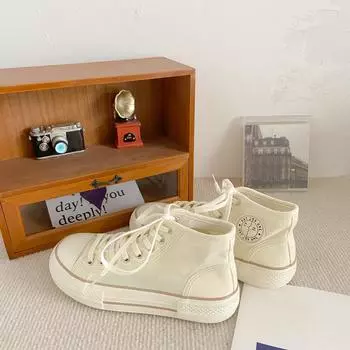 TP256 высокие парусиновые туфли женские летние тонкие туфли 2025 новые универсальные юбки молочные fufu маленькие белые туфли 35
