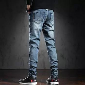 TP3605 модная уличная одежда мужские джинсы высокого качества синего цвета облегающие рваные джинсы мужские джинсовые брюки джинсы в стиле хип-хоп 29 синий