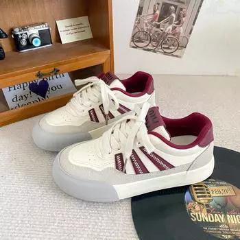 TP393 latex insole/thick baseplate shoes women s niche round head 2024 new bread shoes women s shoes popular white shoes 35