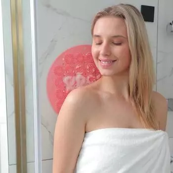 TPE скруббер для спины с мягкой щетиной, удобный настенный душ-ножка розовый