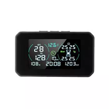 TPMS OBD2 HUD солнечный usb Беспроводная система контроля давления в шинах с 4 внешними датчиками скорости/расхода топлива
