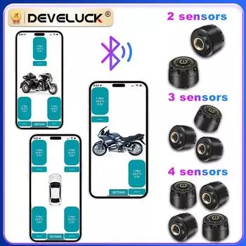 TPMS система контроля давления в шинах беспроводной Bluetooth 5.0 датчик шин автомобиля мотоцикл автомобиль мобильный телефон дисплей для Android IOS with 2 sensors