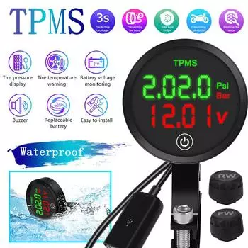 TPMS Система контроля давления в шинах мотоцикла с 2 внешними датчиками Комплект интеллектуальной сигнализации для шин Универсальные аксессуары для мотоциклов Navigation /Dvd Upgraded