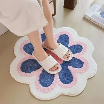 TPR Non-slip Bottom Ins Petal Floor Mat Cat Carpet Home Bathroom Door Bathroom Non-slip Mat Absorbent Foot Mat 65X65cm зелёный
