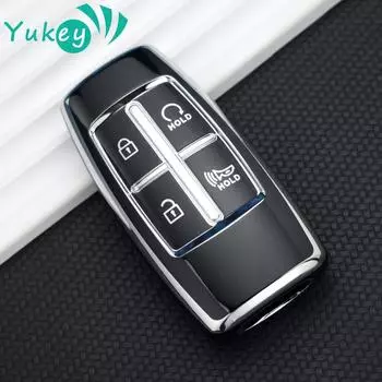 TPU 4 кнопки защитный чехол для автомобильного ключа чехол для Hyundai Genesis G80 GV80 2019 - 2023 интеллектуальный бесключевой доступ пульт дистанционного управления чёрный