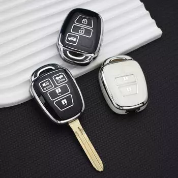 ТПУ автомобильный чехол для ключей с 2/3/4 кнопками, брелок для Toyota Aqua Ractis Vitz RAV4 HiAce Land Cruiser 2010-2019, чехол-держатель, брелок 2 Button Key Case белый
