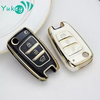 ТПУ автомобильный складной чехол для ключей-держатель в виде ракушки для Hyundai Azera Elantra Solaris Tucson I30 I35 I40 KONA Genesis Santa Fe чёрный