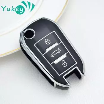 ТПУ автомобильный складной откидной чехол для ключей для Peugeot 408 508 301 2008 3008 для Citroen C4 CACTUS C3 C5 C4L протектор чёрный