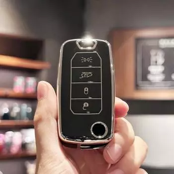 Чехол для автомобильного ключа из ТПУ, чехол-брелок для Jeep Renegade Compass 2016 2019, складной защитный чехол без ключа, аксессуары чёрный