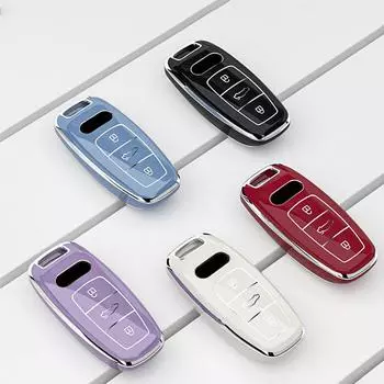 TPU Car Remote Key Case Cover Shell Keychain for A6 A7 A8 E-tron Q5 Q7 Q8 C8 D5 Protection Holder Auto Keyless Accessories