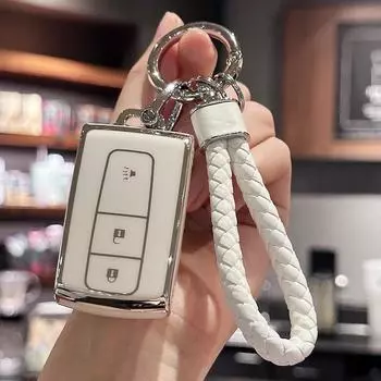 TPU Key Fob Cover with Keychain Lanyard for Toyota Prius 2004 2005 2006 2007 2008 2009 белый