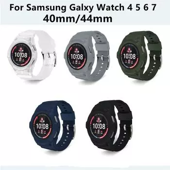 TPU рамка чехол защитный ремешок для часов ремешок для Samsung Galaxy Watch 7/6/5/4/FE 40 мм 44 мм ремешок бампер чехол Watch 7654 44mm чёрный