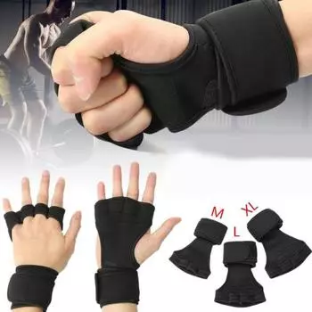Тяжелая атлетика Тренировка в спортзале Спортивные упражнения Тренировка Неопреновые перчатки Наручные повязки M чёрный