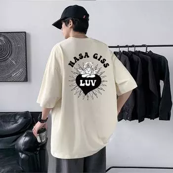 Тяжелая футболка из чесаного хлопка для молодежи, свободного кроя, с коротким рукавом и графическим принтом 4XL