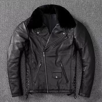 Тяжелая крутая автомобильная одежда Halley Thunder Layer Cowhide Мотоциклетная кожаная куртка Осенняя и зимняя кожаная мужская велосипедная одежда Кожа S