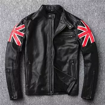 Тяжелая мотоциклетная куртка, кожаная мужская кожаная куртка с воротником-стойкой, облегающее пальто Tide S
