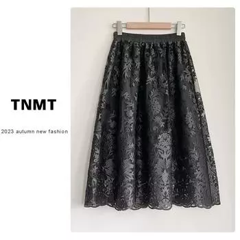 Тяжелая промышленная кружевная вышитая сетчатая юбка-фонарик с эластичной талией бутиковая женская юбка-зонтик легкое платье юбка оптовая продажа One Size чёрный