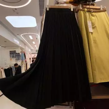 Тяжелая промышленность, двойная плиссированная юбка, женская, весна-лето, однотонная, маятниковая, средней и длинной длины, драпированная и тонкая юбка А-образного силуэта One Size белый