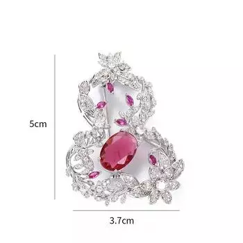 Тяжелая промышленность микро-инкрустированная цирконием цветочная ветка тыква медная брошь женское роскошное темпераментное пальто женские костюмы аксессуары корсаж серебряный